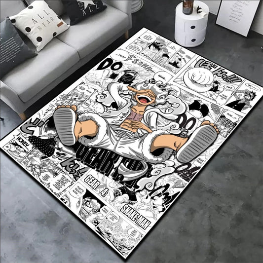 ⚪ Alfombra Gear 5 Luffy – Estilo Manga One Piece | Edición Impacto | Decoración de Zona Otaku